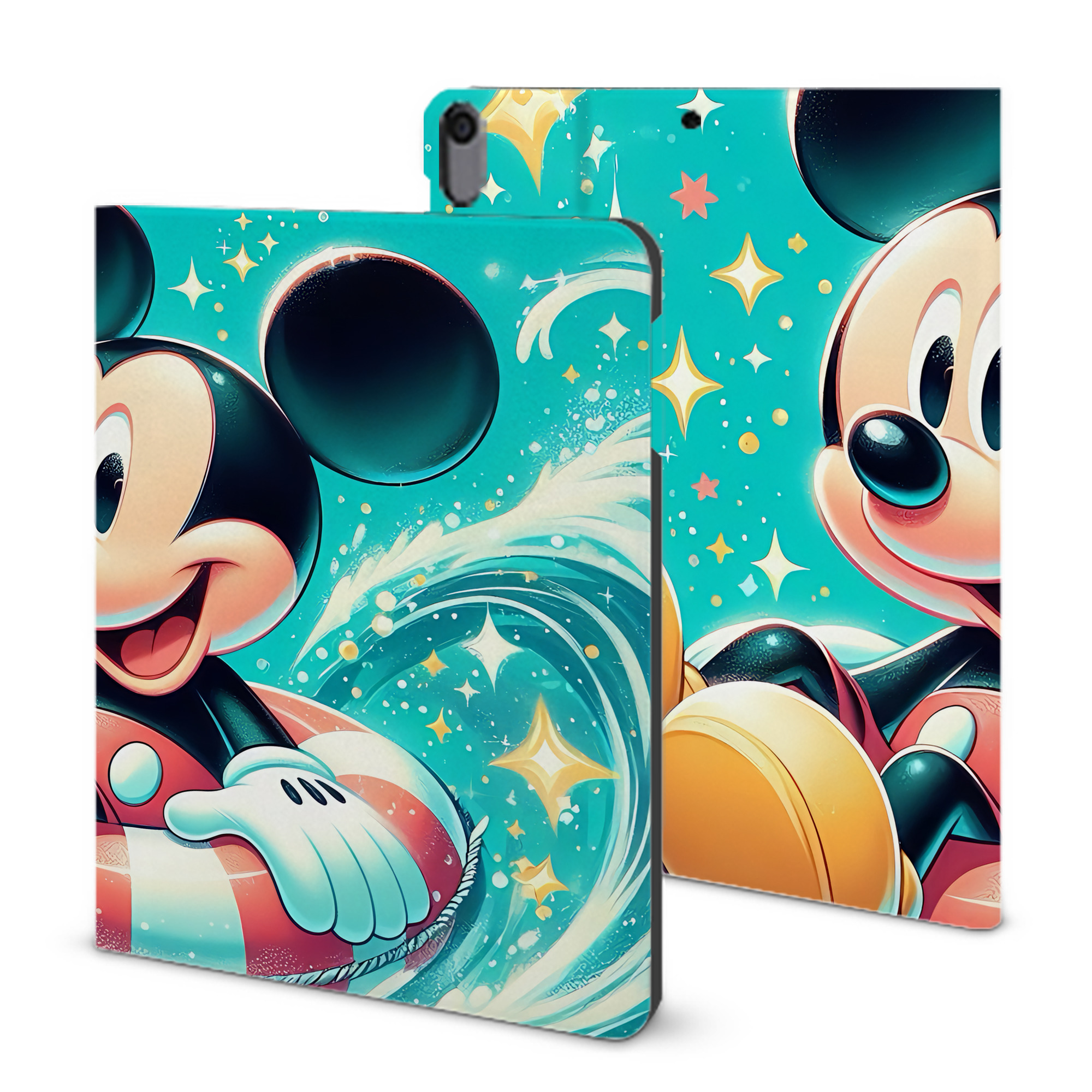 （画像用） ミッキーマウス Mickey Mouse IPad ケース ブック型 PUレザー TPU 耐衝撃 軽量 薄型 ペン収納なし 全面保護 IPad 各モデル対応